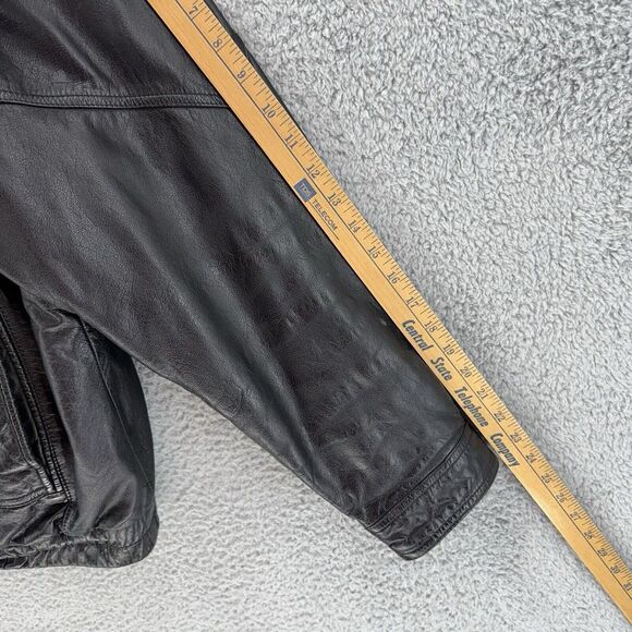 Vintage CITY STREETS Leather Jacket Mens XL Black Full Zip Deep Button Pockets - Picture 5 of 13